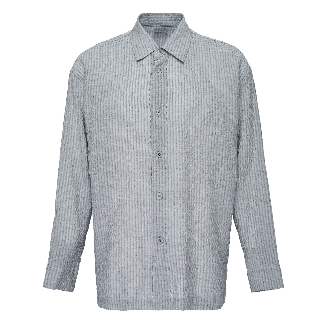 IM MEN Stripe Linen Shrink Long Sleeve Shirt – Available at Club 21, Official Retailer in Singapore, Malaysia & Thailand with Global Shipping Online