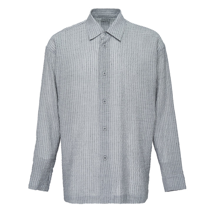 IM MEN Stripe Linen Shrink Long Sleeve Shirt – Available at Club 21, Official Retailer in Singapore, Malaysia & Thailand with Global Shipping Online