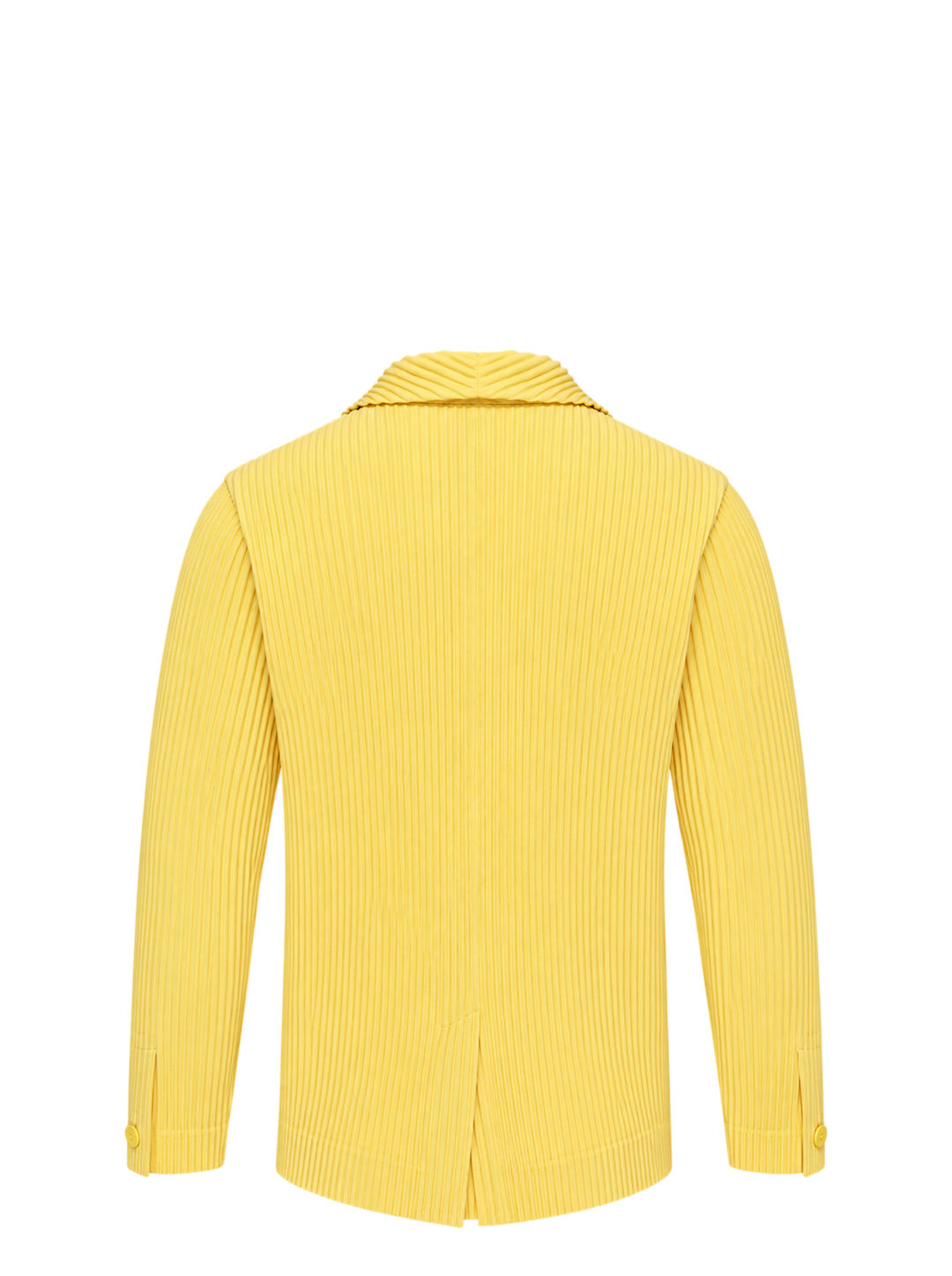 Homme Plissé Issey Miyake Tailored Pleats 2 yellow pleated jacket with notched lapels and two-button front, shown front view - view 2
