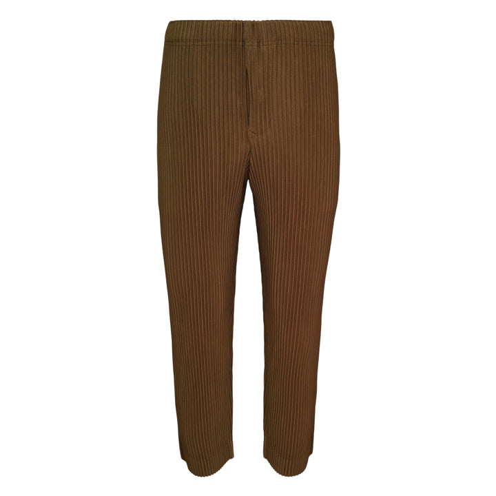 Homme Plissé Issey Miyake Color Pleats pleated pants in olive brown with all-over vertical pleating and straight-leg silhouette
