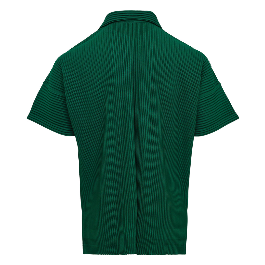 Homme Plissé Issey Miyake Monthly Colors May black pleated short-sleeve button-front shirt with spread collar and signature micro-pleated texture