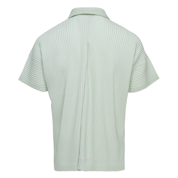 Homme Plissé Issey Miyake Monthly Colors May black pleated short-sleeve button-front shirt with spread collar and signature micro-pleated texture