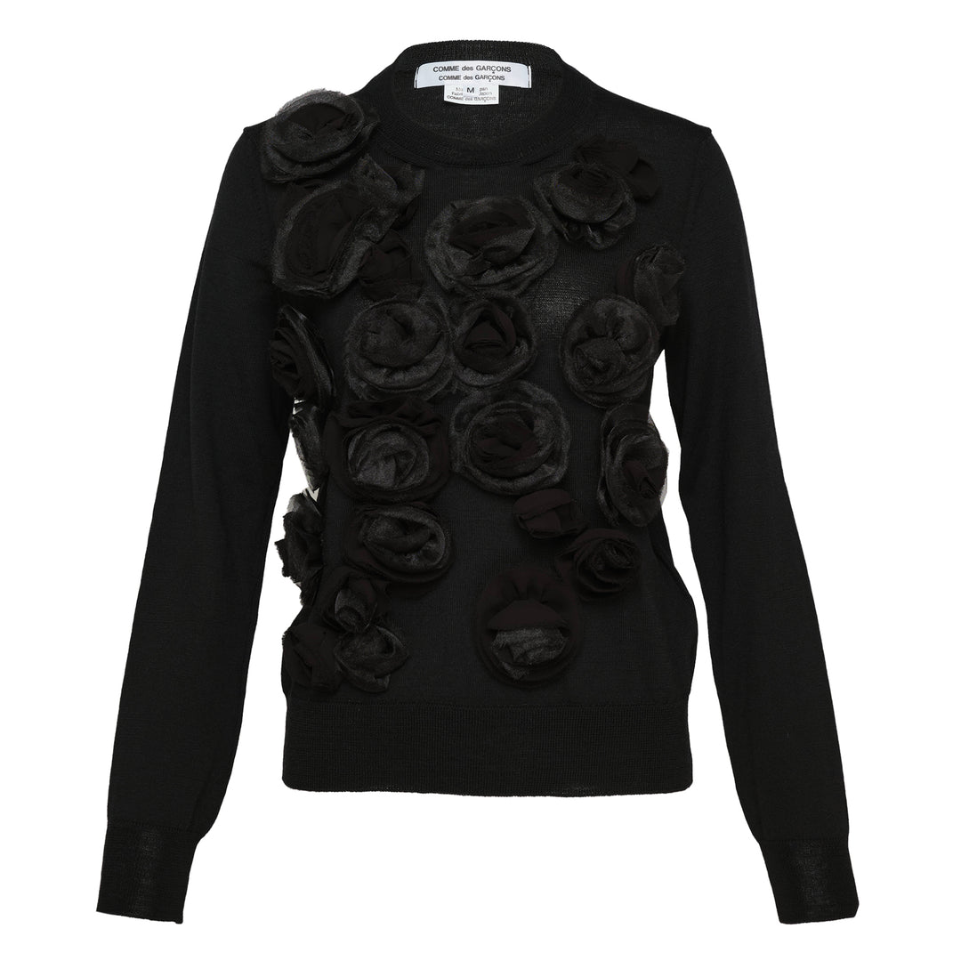 Wool Jersey x Flower Embroidered Top