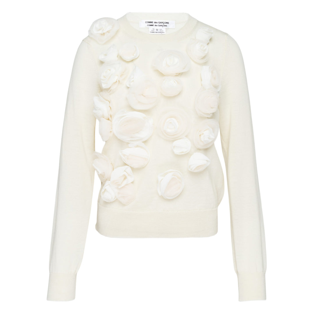 Wool Jersey x Flower Embroidered Top