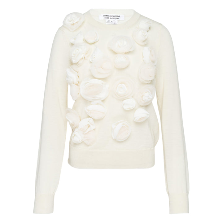 Wool Jersey x Flower Embroidered Top