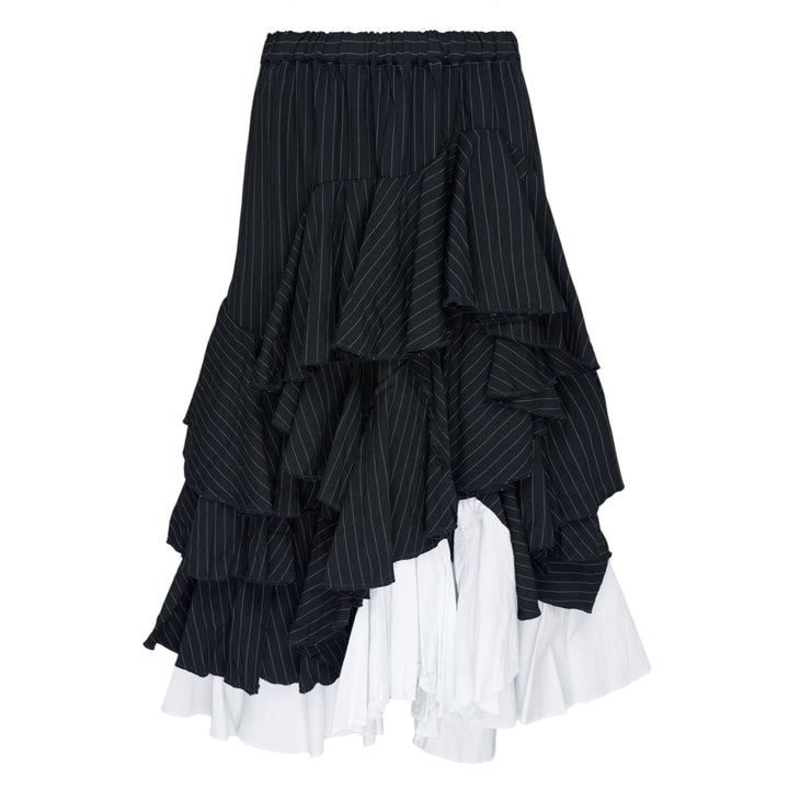 Polyester Chalk Stripe x Cotton Skirt