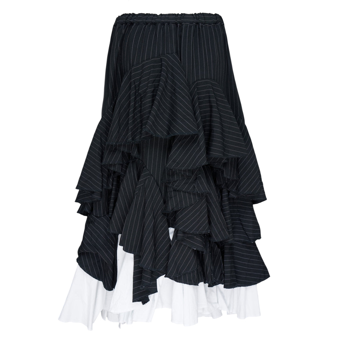 Polyester Chalk Stripe x Cotton Skirt