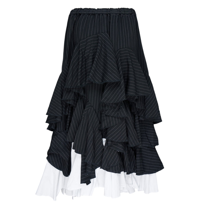 Polyester Chalk Stripe x Cotton Skirt