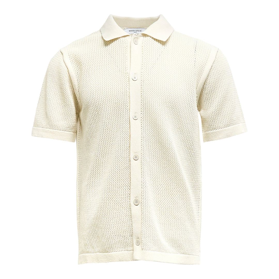 Maison Kitsune Open Knit Short Sleeve Cardigan – Available at Club 21, Official Retailer in Singapore, Malaysia & Thailand with Global Shipping Online