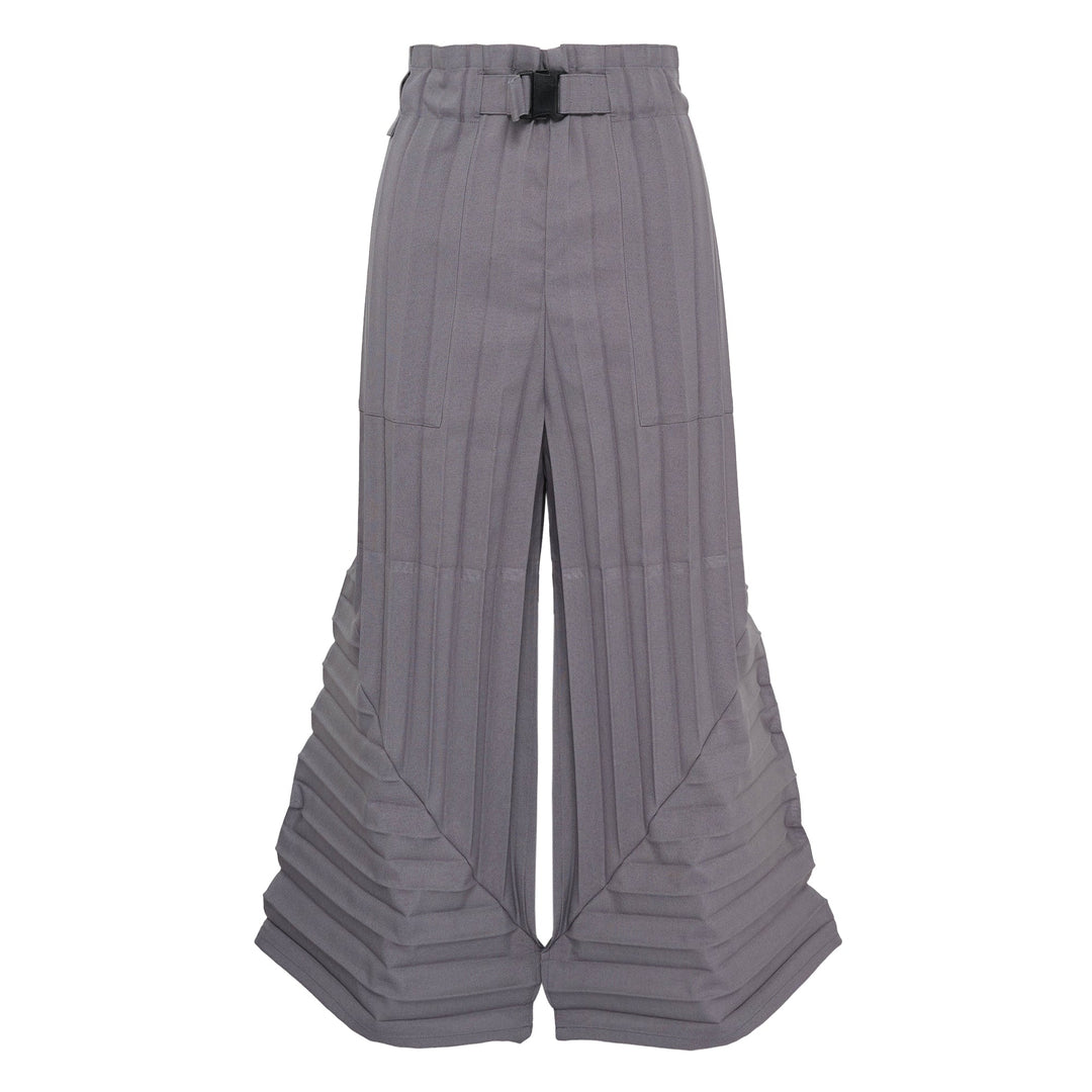 Color Pleats Bottom Pants