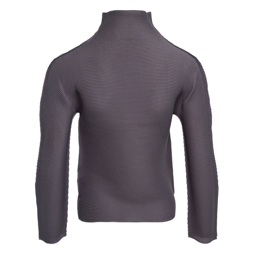 Stretch Pleats Long Sleeve High Neck Top