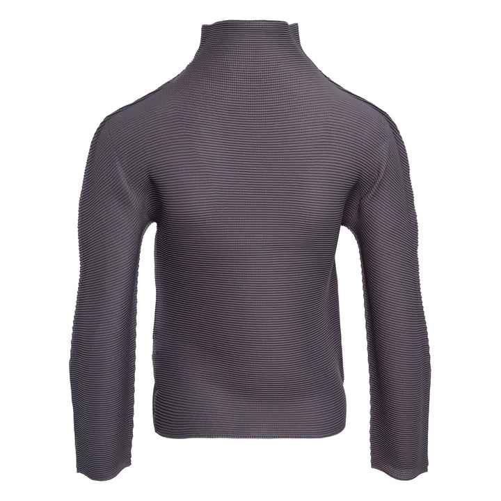 Stretch Pleats Long Sleeve High Neck Top