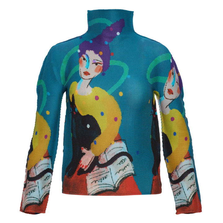 Cat Long Sleeve High Neck Top