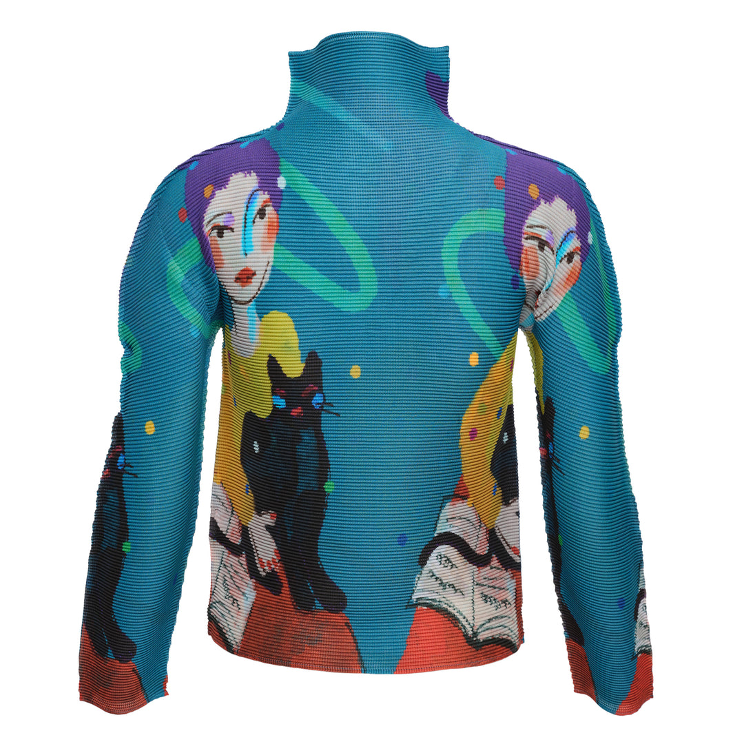 Cat Long Sleeve High Neck Top