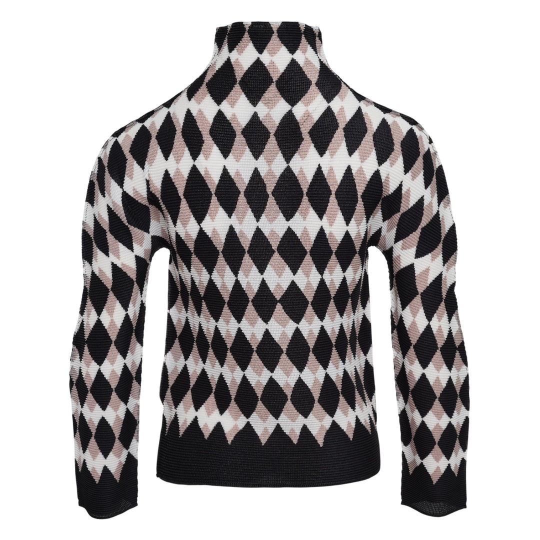 Diamond Long Sleeve High Neck Top