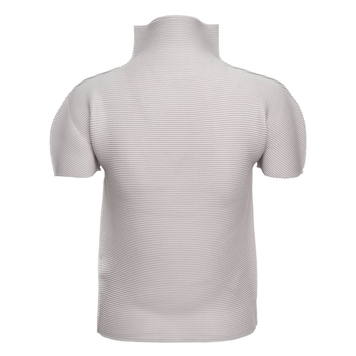 Stretch Pleats 3 Short Sleeve High Neck Top