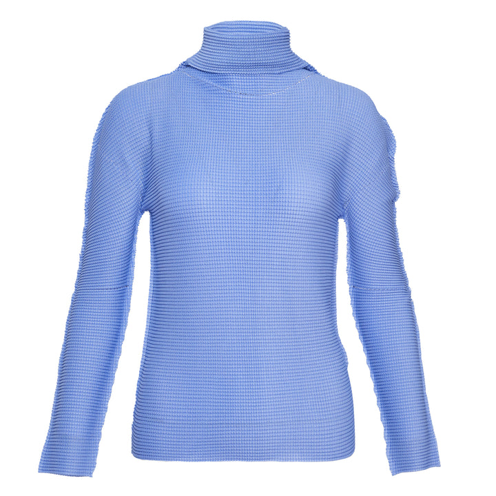 Knit Stretch Pleats 1 Long Sleeve High Neck Top