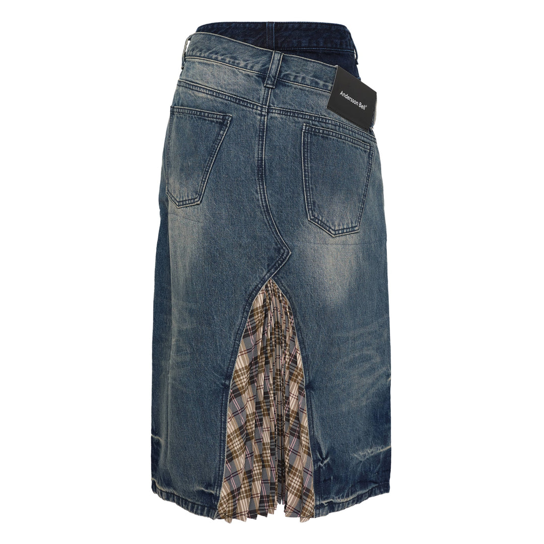 Pleats Combo Flipped Denim Skirt