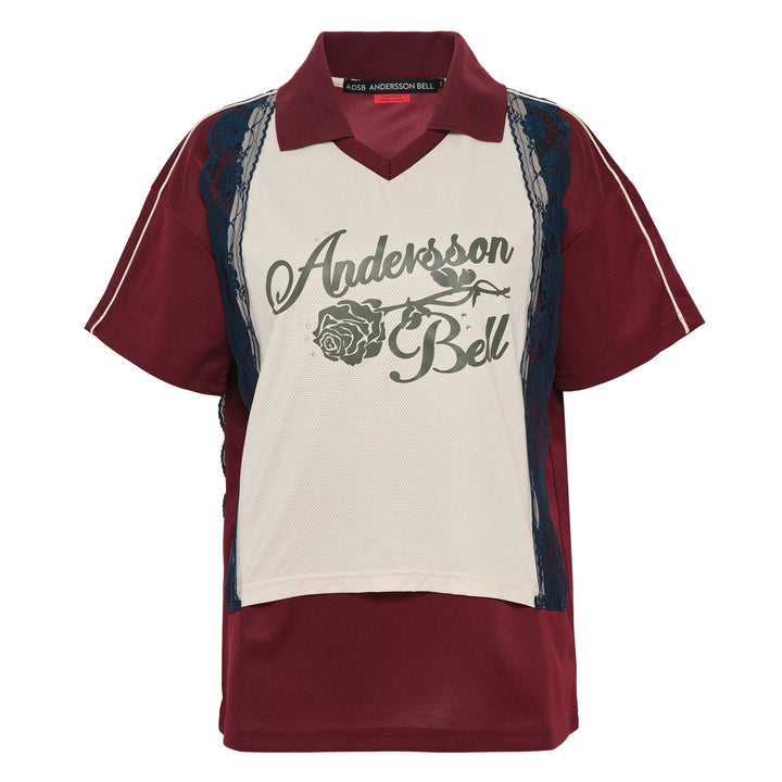 Lace Trimmed Polo Jersey Top