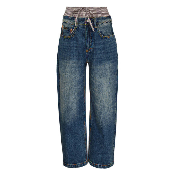 Unisex Trunk Layered Wide-Leg Jeans