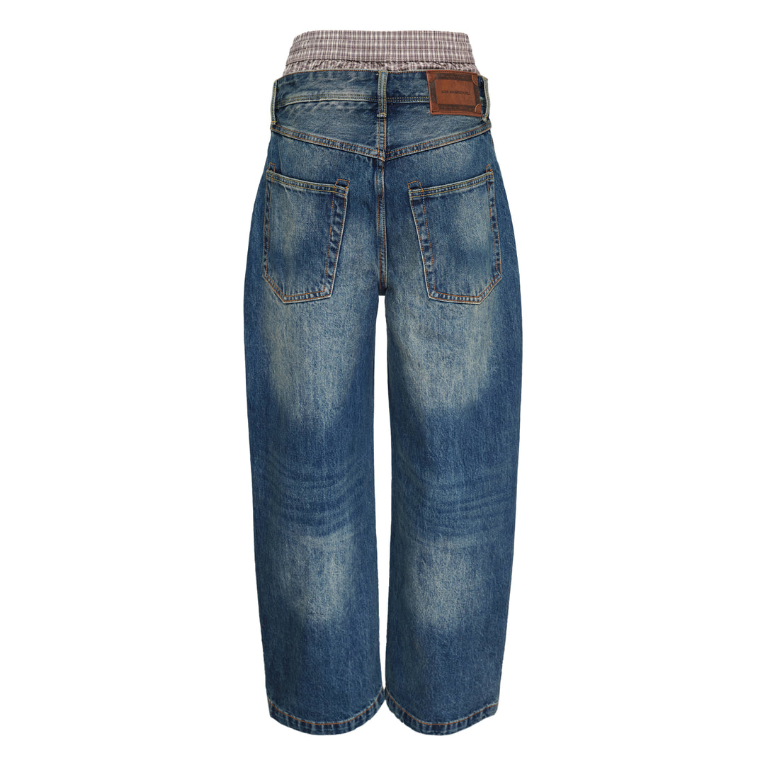 Unisex Trunk Layered Wide-Leg Jeans
