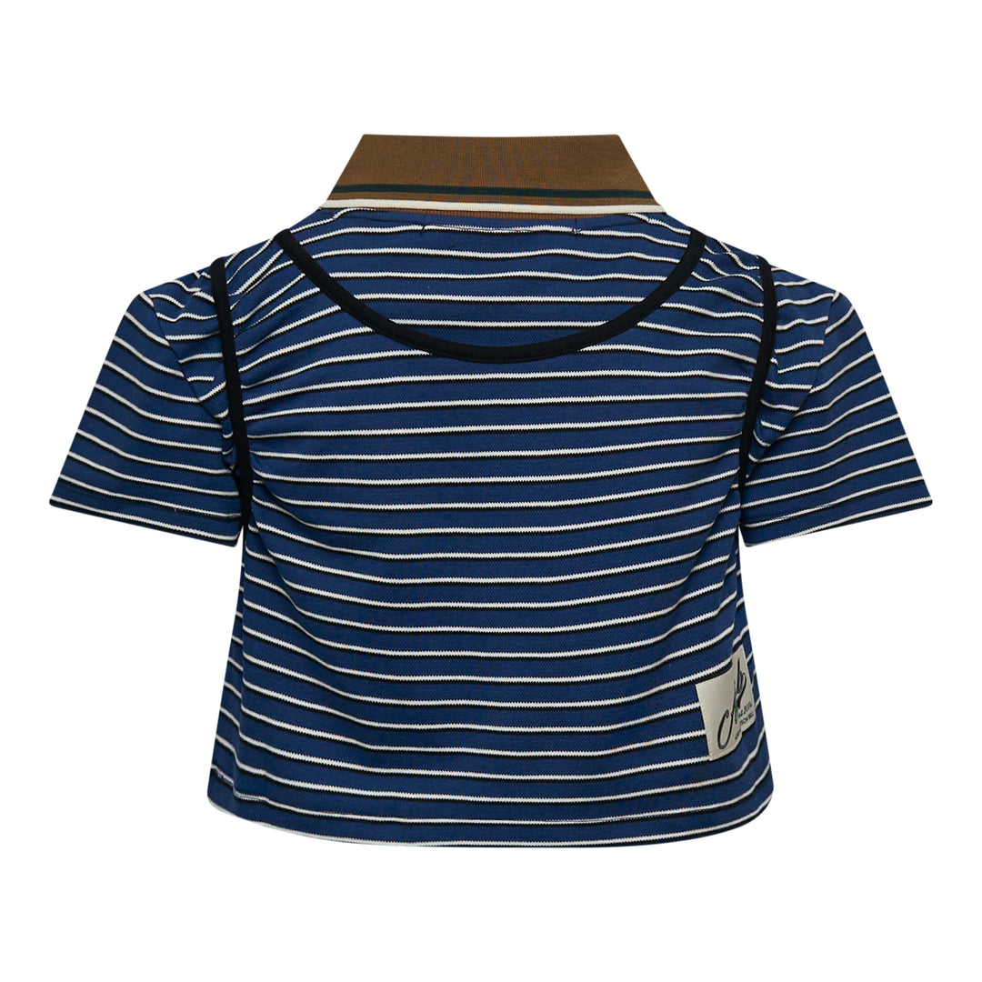Andersson Bell Shirring Binding Stripe Collar Polo – Available at Club 21, Official Retailer in Singapore, Malaysia & Thailand with Global Shipping Online