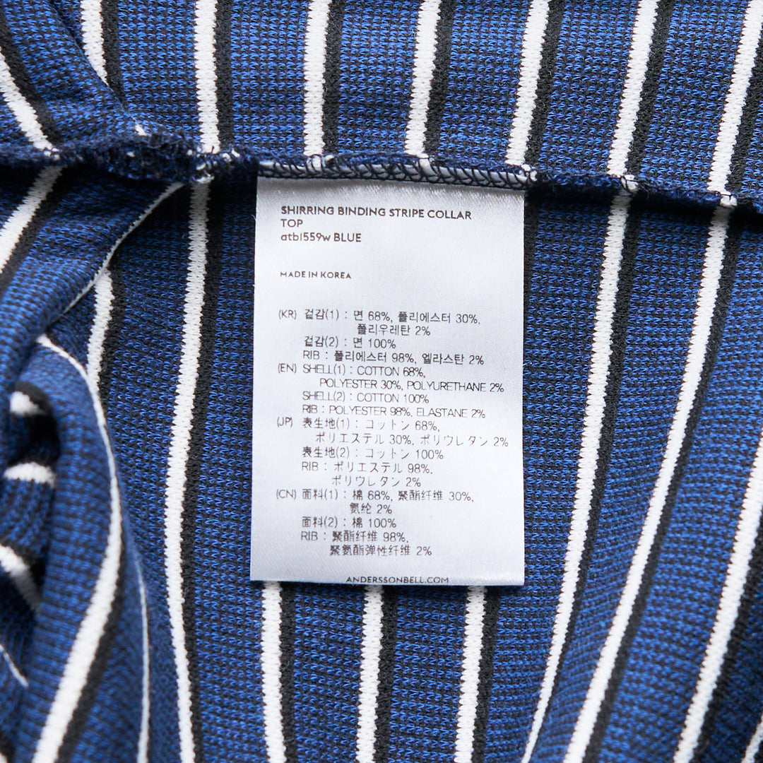 Andersson Bell Shirring Binding Stripe Collar Polo – Available at Club 21, Official Retailer in Singapore, Malaysia & Thailand with Global Shipping Online