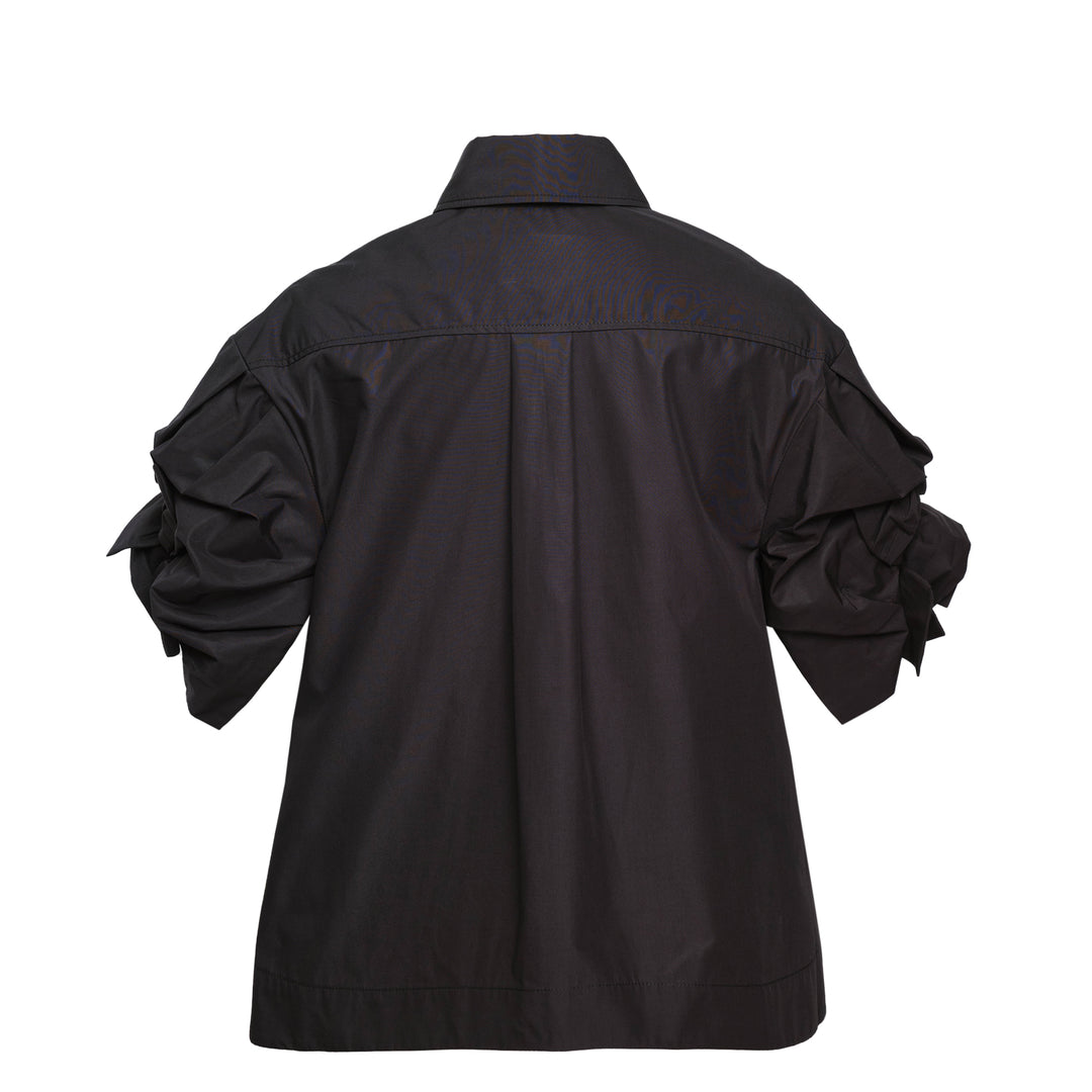 Cropped Rose Puff Sleeve Shirt