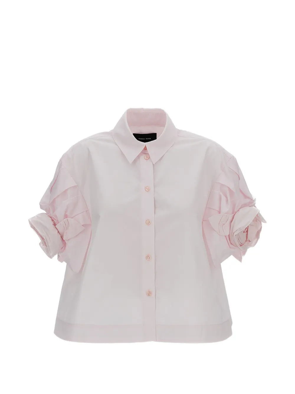 Cropped Rose Puff Sleeve Shirt