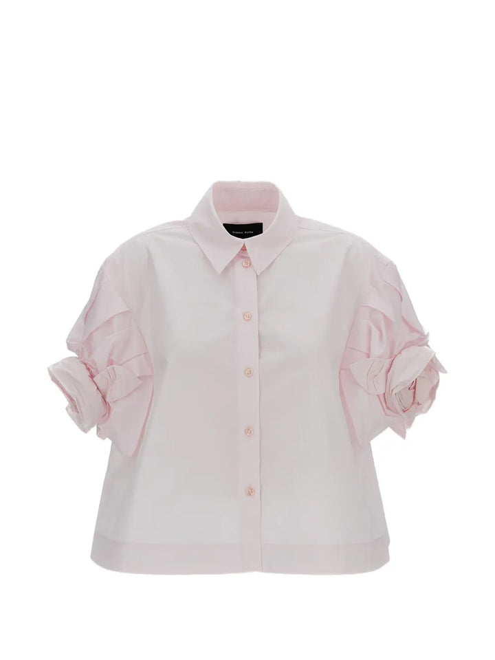 Cropped Rose Puff Sleeve Shirt
