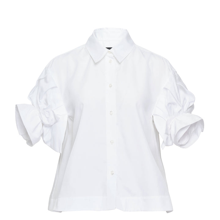 Cropped Rose Puff Sleeve Shirt