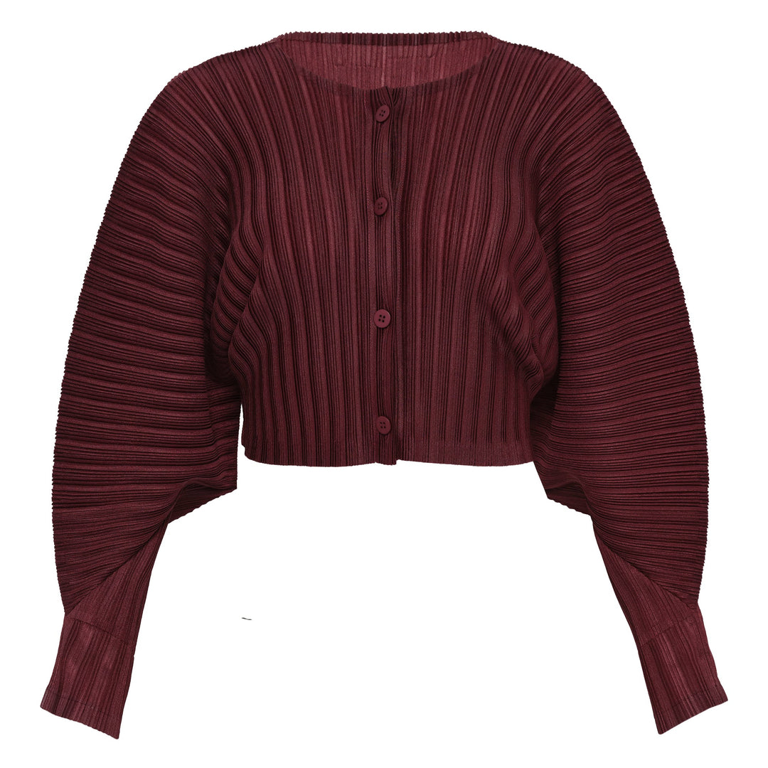 Rib Pleats Crop Cardigan