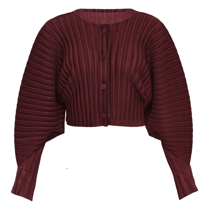 Rib Pleats Crop Cardigan