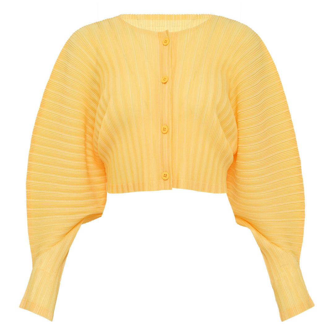 Rib Pleats Crop Cardigan