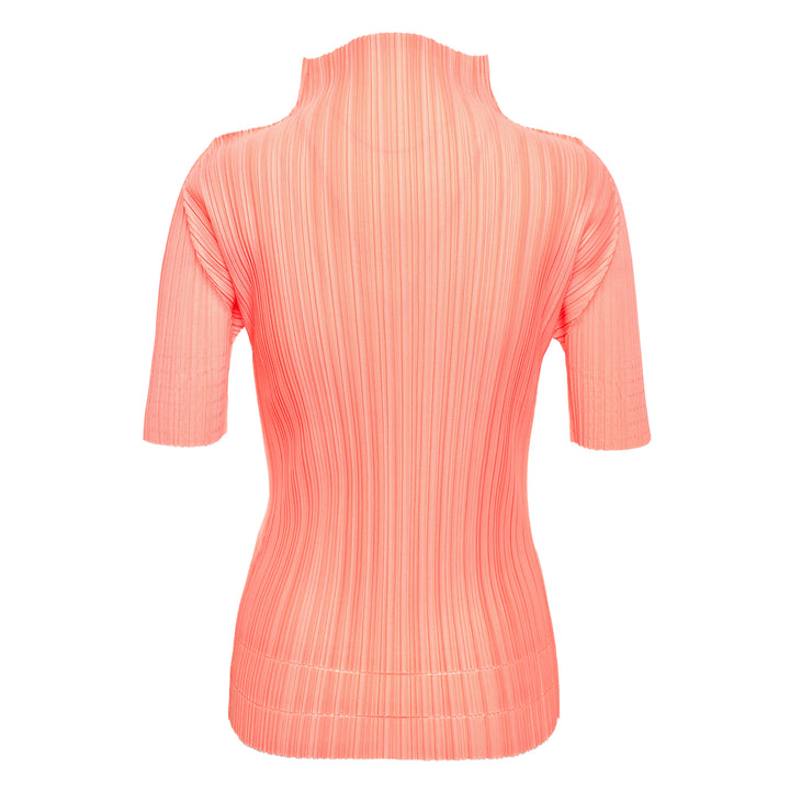 Soft Pleats Short Sleeve High Neck Shirt