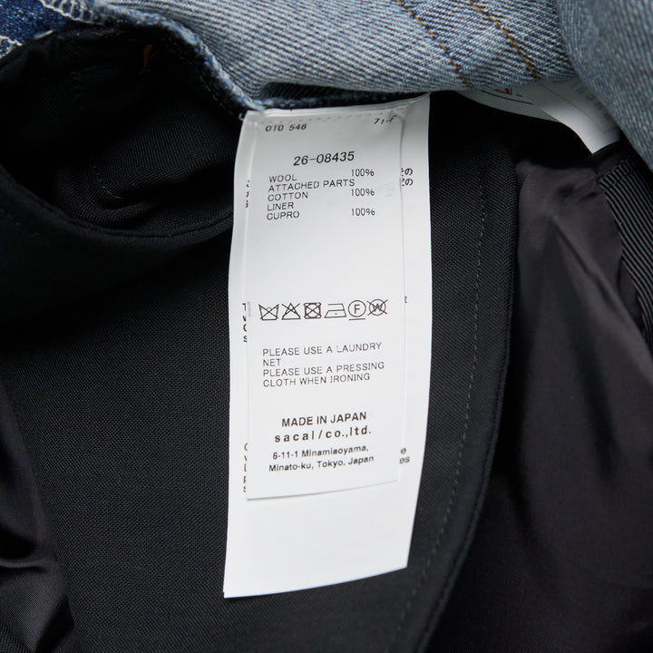 sacai Wool Suiting x Denim Shorts – Available at Club 21, Official Retailer in Singapore, Malaysia & Thailand with Global Shipping Online