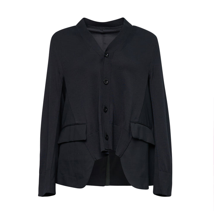 sacai Wool Suiting x Cotton Knit Cardigan – Available at Club 21, Official Retailer in Singapore, Malaysia & Thailand with Global Shipping Online