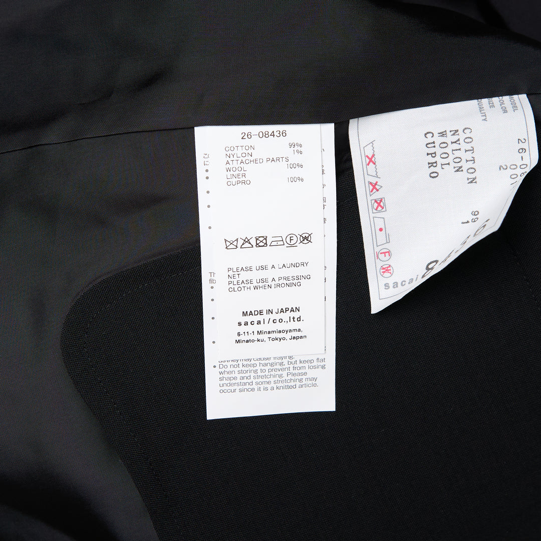 sacai Wool Suiting x Cotton Knit Cardigan – Available at Club 21, Official Retailer in Singapore, Malaysia & Thailand with Global Shipping Online