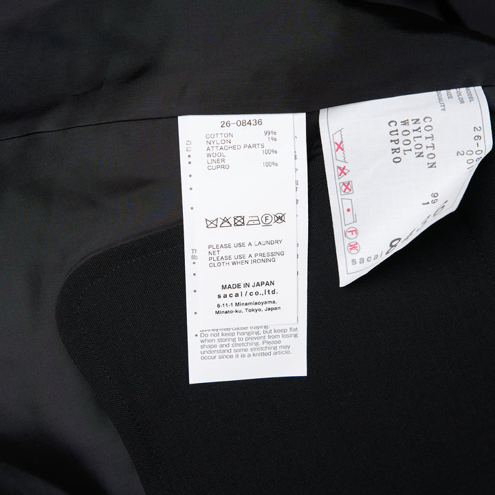 sacai Wool Suiting x Cotton Knit Cardigan – Available at Club 21, Official Retailer in Singapore, Malaysia & Thailand with Global Shipping Online