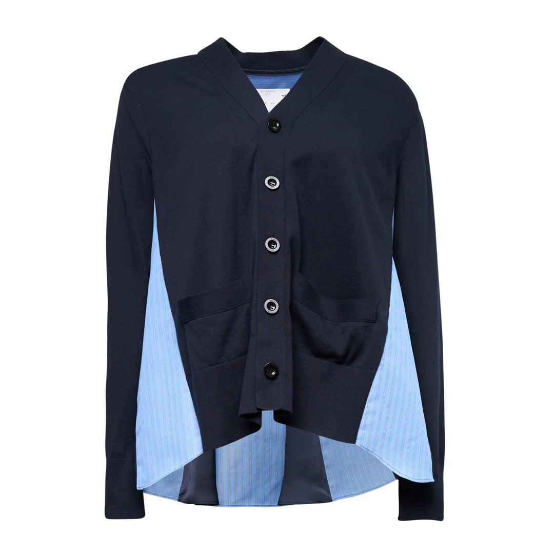 sacai Poplin x Cotton Knit Cardigan – Available at Club 21, Official Retailer in Singapore, Malaysia & Thailand with Global Shipping Online