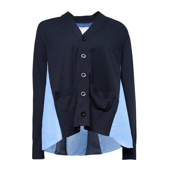 sacai Poplin x Cotton Knit Cardigan – Available at Club 21, Official Retailer in Singapore, Malaysia & Thailand with Global Shipping Online