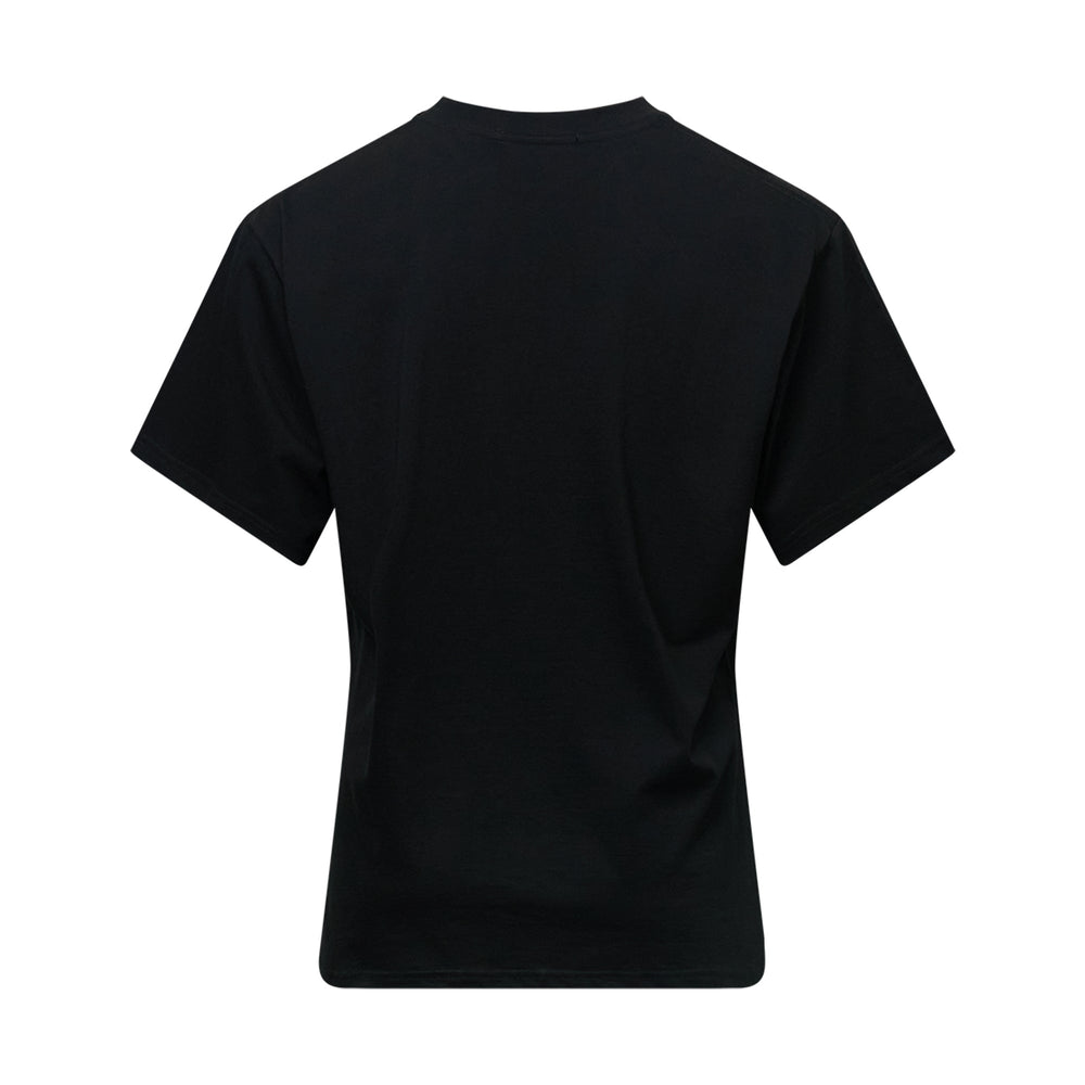 Mardi Mercredi black Floral Graphic T-Shirt with large pink peony print and white MARDI logo lettering on the front