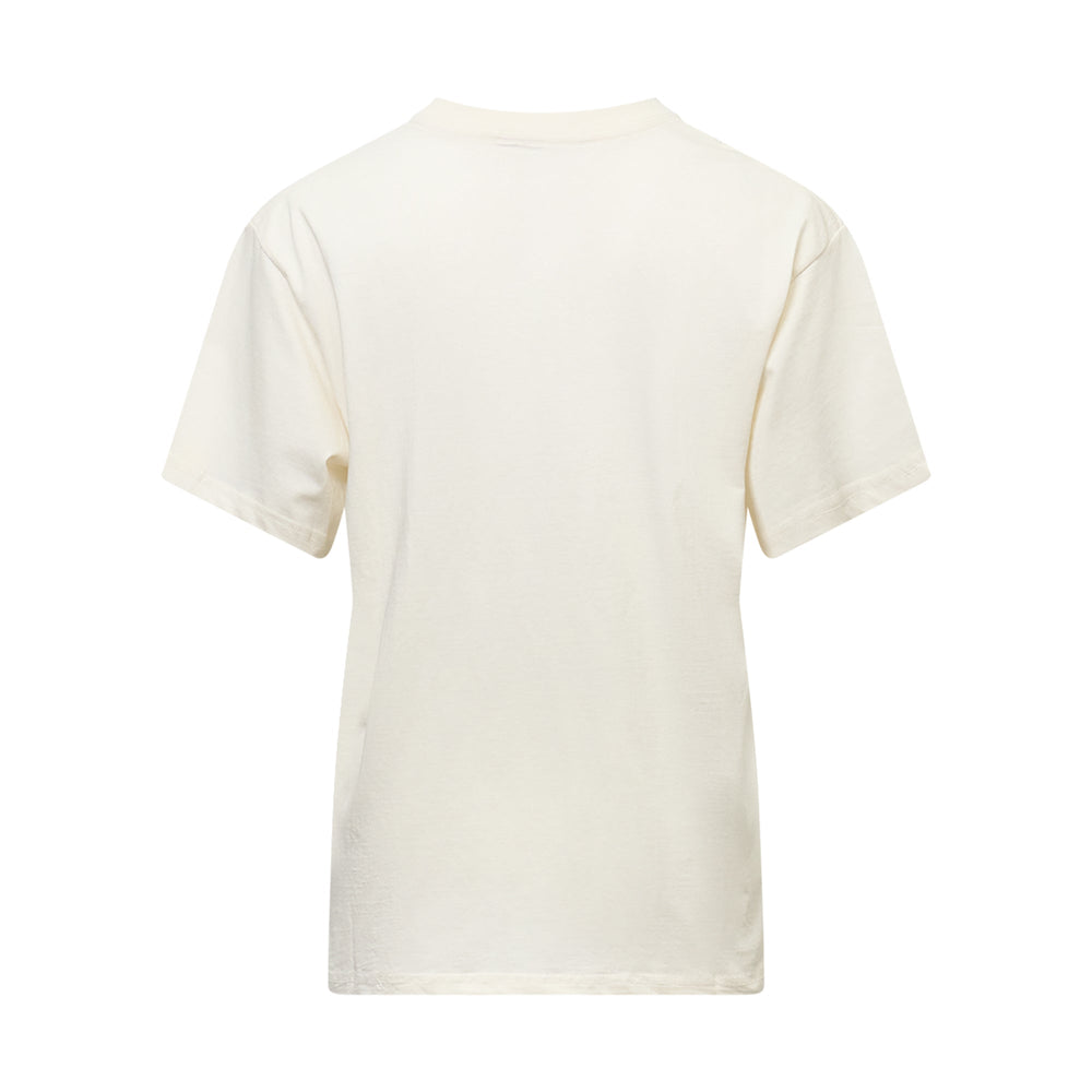 Mardi Mercredi Iris Floral Graphic T-Shirt in cream with a large blue iris botanical print and brand logo, front view