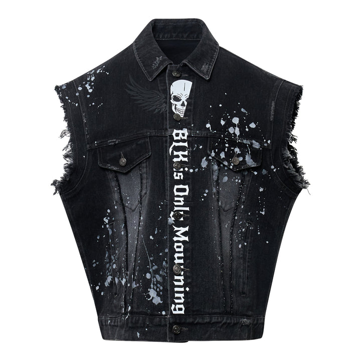 Skull Biker Denim Vest