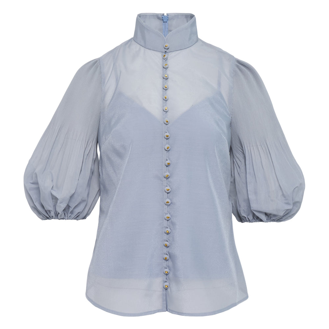 Pleated Button Blouse