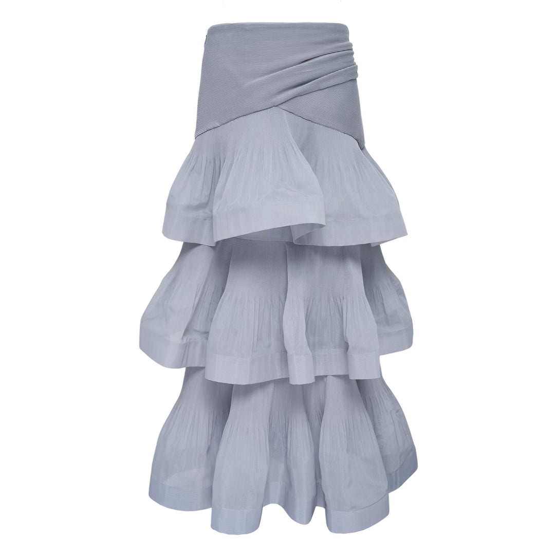 Pleated Tiered Midi Skirt