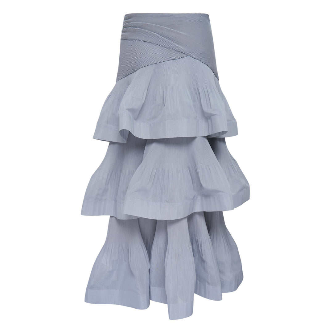 Pleated Tiered Midi Skirt