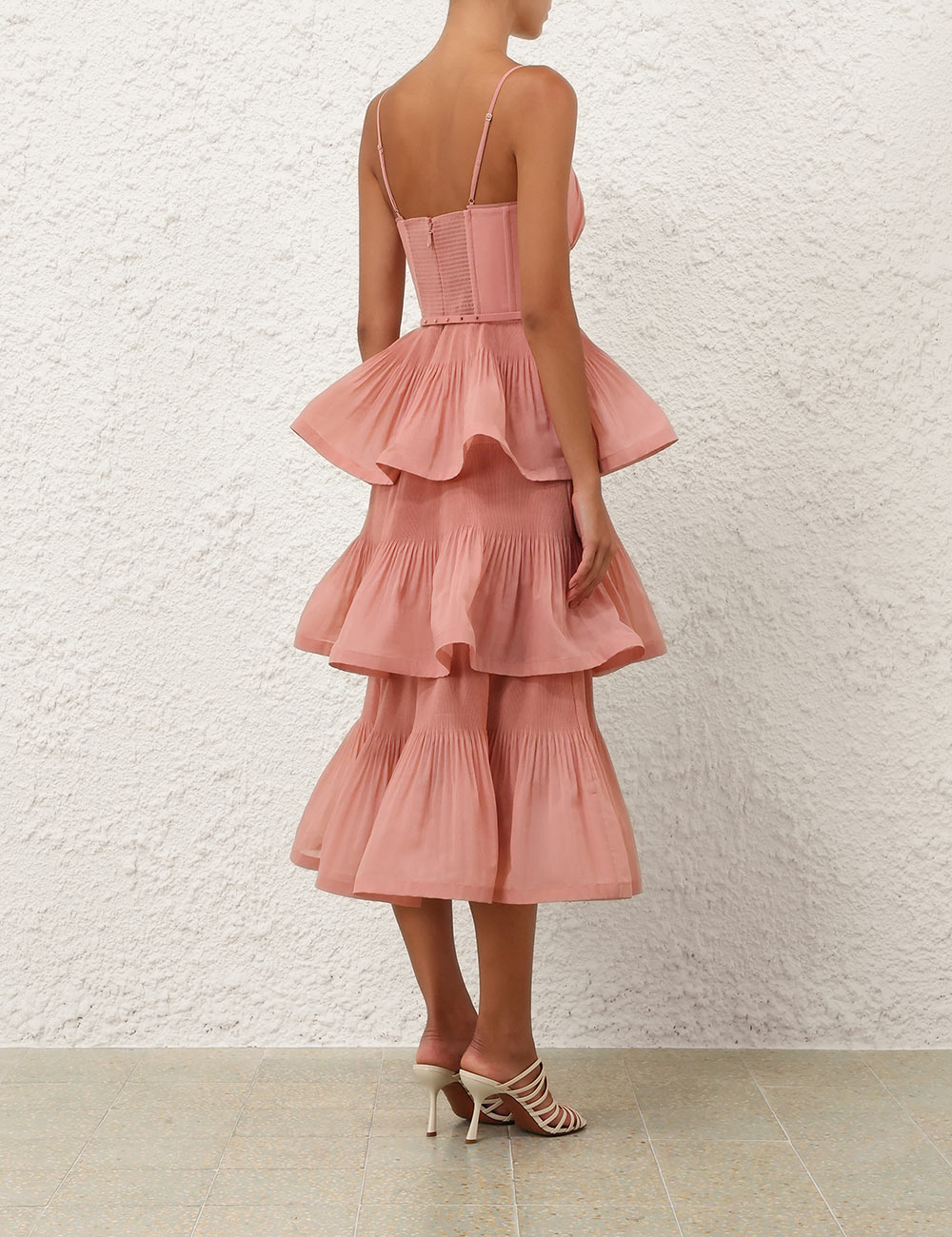 Pleated Tiered Midi Dress