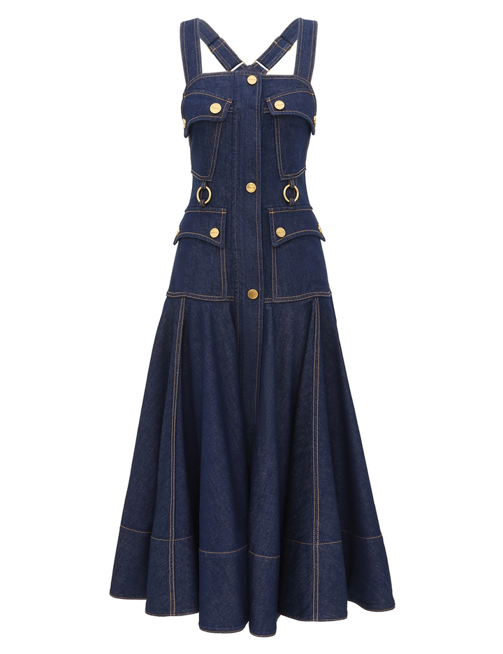Luna Denim Utility Midi Dress