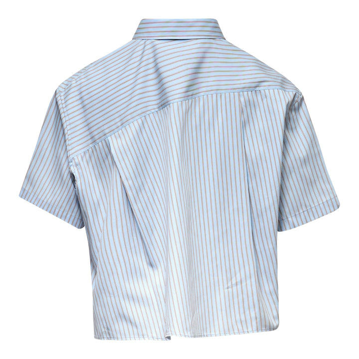 Asymmetrical Stripe Cropped Shirt